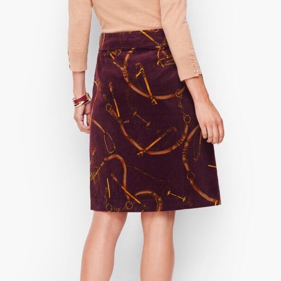 Corduroy A-Line Skirt Equestrian print skirt - Picture 3 of 3